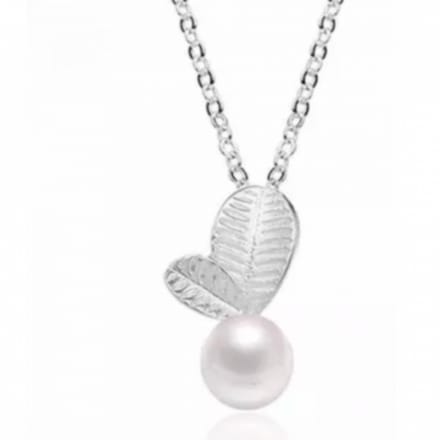 Zilverplating ketting Carlin synthetische parel 45 cm - Charme Bijoux