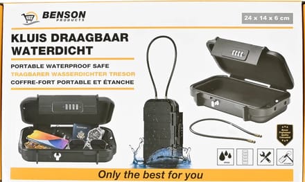 Han‑Bar® Kluis met cijferslot - Draagbaar - Waterdicht - Compact - Robuust - 24x14x6 cm