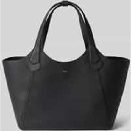 shopper van echt leer met labeldetail