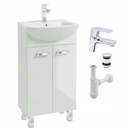 STAMAR - Badmeubel met Wastafel Staand 45 + Sigma Chroom Kraan - Wit