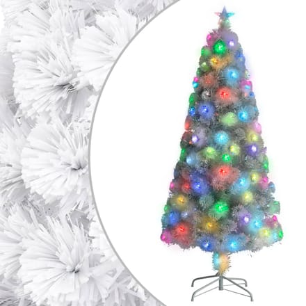 vidaXL - Kunstkerstboom - met - verlichting - 150 - cm - glasvezel - wit