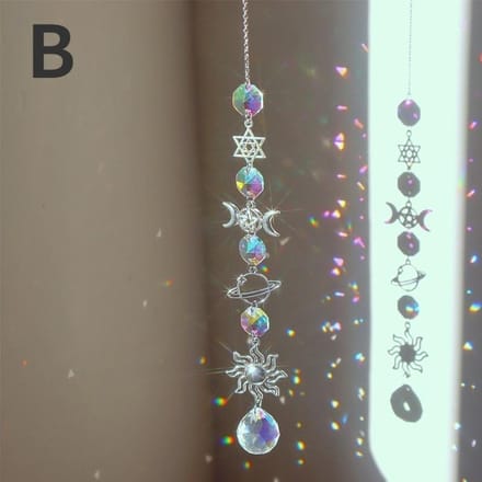 Crystal Wind Chime Maan Zon Catcher Diamond Prisma Hanger Dream Catcher Rainbow Chaser Opknoping Drop Huis Tuin Decor Windchime gray
