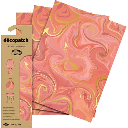 Decopatch Papier Set Verfpatroon Roze Hotfoil | 3 vellen