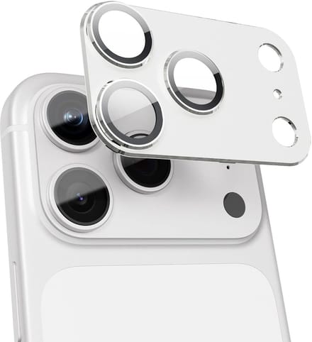 Casemania Camera Lens Shield Geschikt voor Apple iPhone 17 Pro Max - Zilver - Gehard Glas Camera Lens Protector - Camera Bescherming