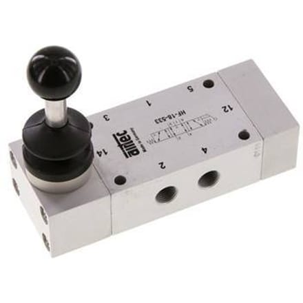 5/3 G1/8'' Middenuitlaat Handbediend Hefboom Ventiel 0-10bar/0-140psi Airtec