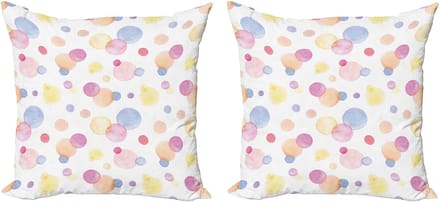 ABAKUHAUS Pastel Kussensloopset (2 stuks), Aquarel Druppels, 45 cm, Multicolor