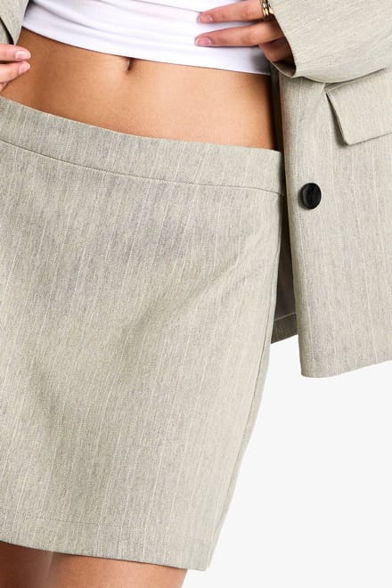 boohoo Dames Pinstripe A-Lijn Getailleerde Mini Rok | Sage | Maat: 16