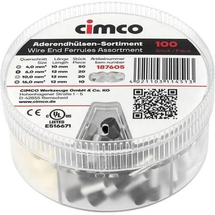 Cimco 187605 Assortiment adereindhulzen Deels geïsoleerd 1 set(s) Tin