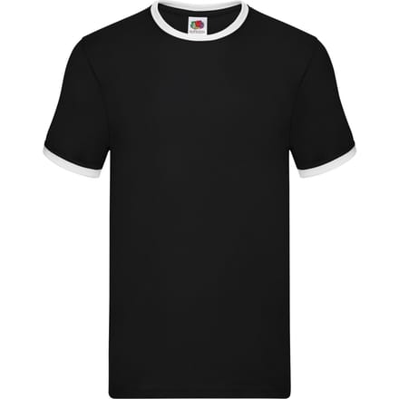 Fruit of the Loom Heren Ringer T-Shirt (Zwart/Wit)