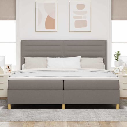vidaXL - Boxspring - bed - met - hoofdeinde - Taupe - 200 - x - 200 - cm - Stof