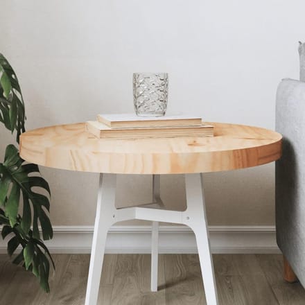 Rond tafelblad - Houten blad - Tafel vernieuwen - Massief grenenhout - 50 cm diameter - Wit