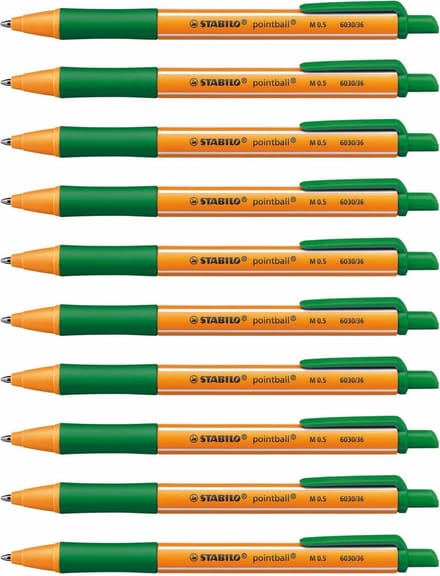 STABILO pointball - Balpen - Navulbaar - Groen - Doos Met 10 Stuks