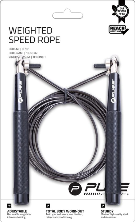 Pure2Improve - Verzwaard Springtouw – Speed Rope – 3 meter - 300gram