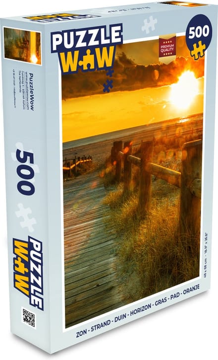 Puzzel Zon - Strand - Duin - Horizon - Gras - Pad - Oranje - Legpuzzel - Puzzel 500 stukjes