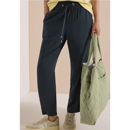 Mid Waist Slim Leg broek in Loose Fit