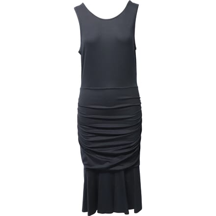 Mouwloze, geplooide midi-jurk van Diane Von Furstenberg in zwarte viscose.