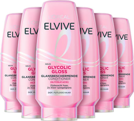 L'Oréal Paris Elvive Glycolic Gloss Conditioner 200ml - Dof haar - 6 stuks