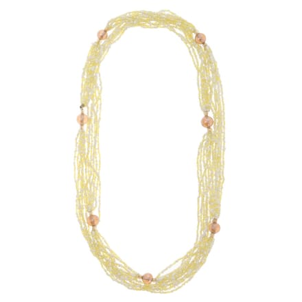 Behave – Lange ketting geel ivoor – Boho look 120 cm glaskralen