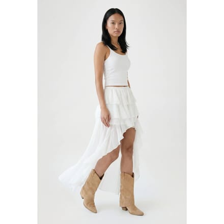 boohoo Dames Chiffon Waterval Asymmetrische Zoom Rok | Creme | Maat: 40