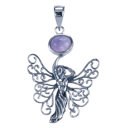 Zilveren Elfje met amethyst ketting hanger