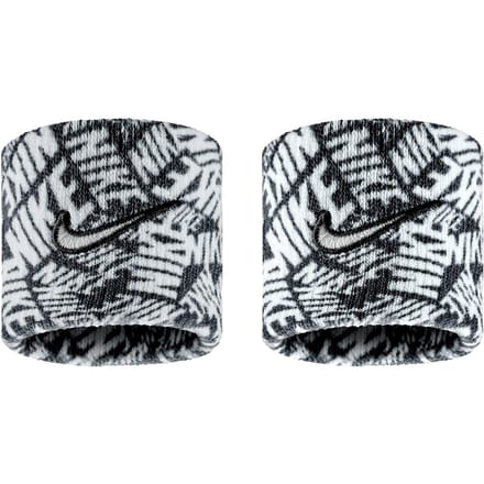 Nike Klassieke Swoosh Dri-FIT Polsband (Set van 2) (Zwart/Wit)