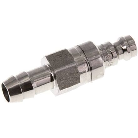 RVS 316L DN 5 Luchtkoppeling Insteeknippel 9 mm Slangpilaar Double Shut-Off