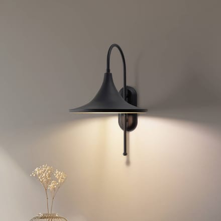 ROYALTECH Enjolino wandlamp, zwart, hoogte 48 cm, metaal, E27