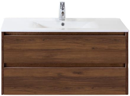 Dante Badmeubelset 100 cm - Walnoot - Keramische Wastafel Wit Enjoy