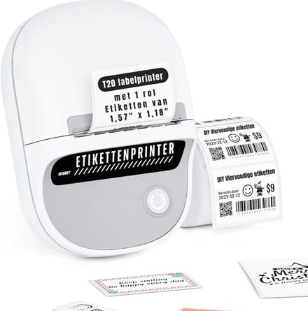 RWB® Labelmaker - Laberprinter - Draagbare Laberprinter - Bluetooth - 2 tot 5 cm Breed - Wit - 13cm x 10cm x 7cm