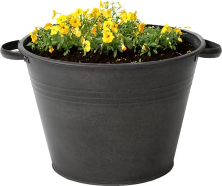 Mega Collections plantenpot/bloempot Farmer - zink - zwart - D31 X H21 cm