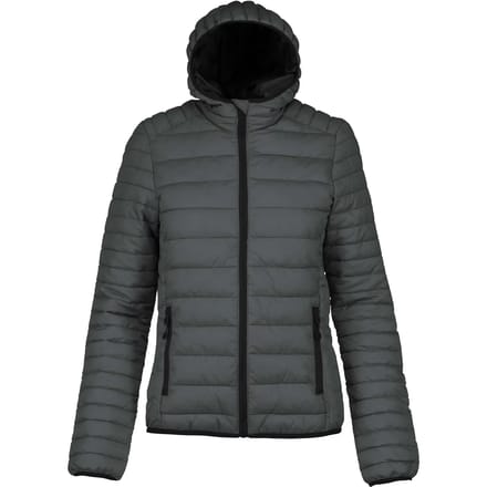 Kariban Ladies' lightweight hooded padded jacket K6111 - Marl Dark Grey - L