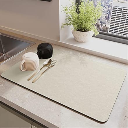 Allecto - Afdroogmat - Sneldrogend - 30 x 40 cm - Absorberend - Diatomeeënaarde - Voor Keuken - Beige