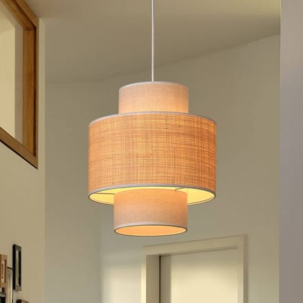 OSRAM DECOR Wrap Cilinder Hanglamp E27 Beige 350mm diameter, Raffia en Bast met linnen hanglamp