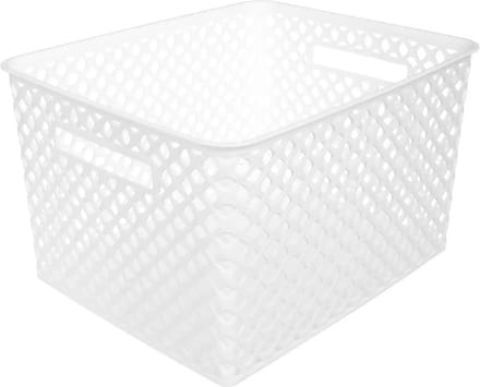 5Five Opbergmand/box van kunststof - wit - 30 x 37 x 21 cm - 19 liter