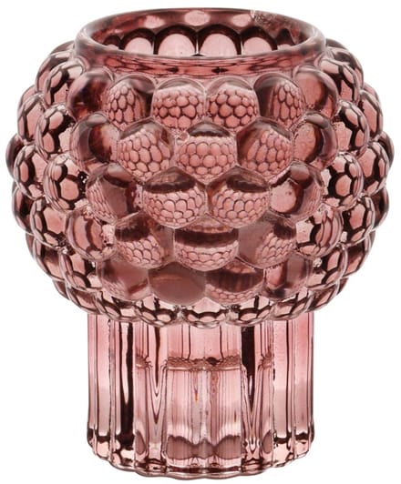 Dekoratief | Theelichthouder op voet 'Bulbs', roze, glas, 8x8x9cm | A255985