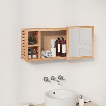 vidaXL - Spiegelkast - 80x17x34 - cm - massief - walnotenhout