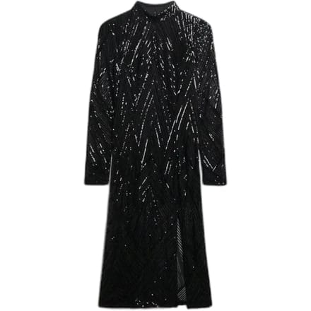Superdry Open Back Midi-jurk Met Lange Mouwen Zwart M Vrouw