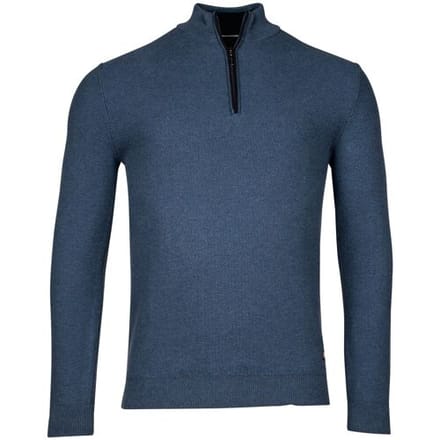 Baileys Trui Half Zip Structure Knit Combed Cotton Deep Denim Blue / male
