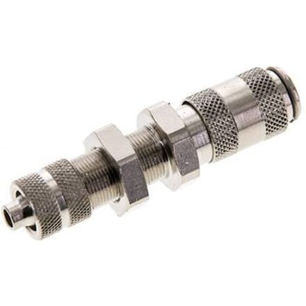 Vernikkeld Messing DN 2.7 (Micro) Luchtkoppeling Snelkoppeling 4x6 mm Push-On Schotkoppeling Double Shut-Off - CLS2-NB-BN-SV-P-4