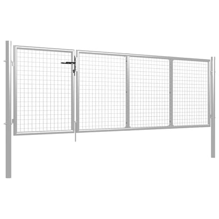 vidaXL Tuinpoort staal 350x75 cm zilver