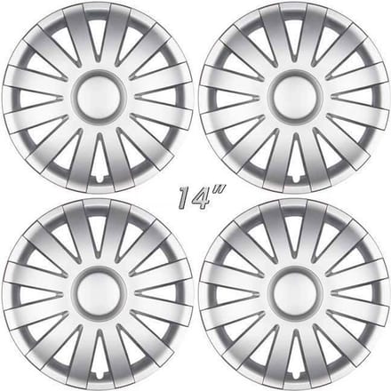 GoodGo Wieldoppen AGAT-S 14 inch zilver. Set a 4 stuks in doos (a.u.b. tekst lezen!)