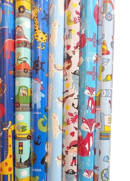 5 rollen Assortiment luxe cadeaupapier - inpakpapier voor kinderen - 200 x 70 cm