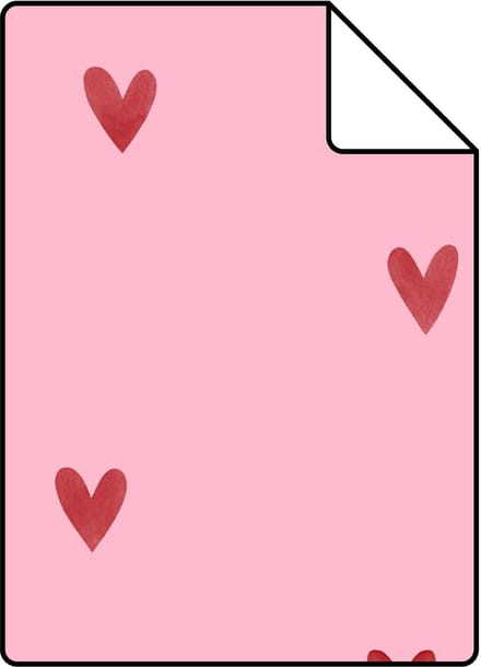 Proefstaal ESTAhome behang hartjes roze en rood - 26.5 x 21 cm - 131631-S