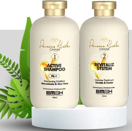 Premium Keratin Caviar Kit de lissage brésilien (Activ Shampoo et Revitaliz System) - 500ml