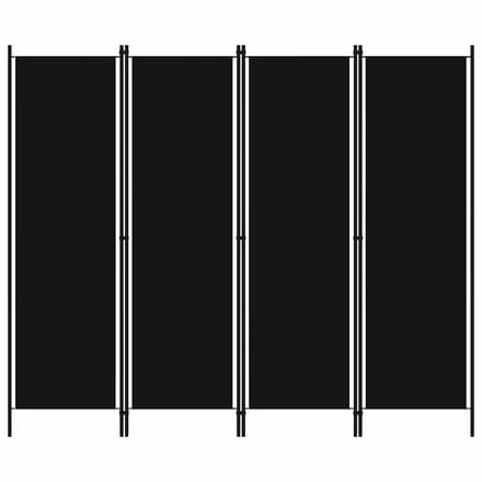 vidaXL - Kamerscherm - met - 4 - panelen - 200x180 - cm - zwart