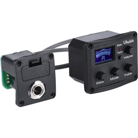 Ukelele Ukelele Uke Piezo Pickup Preamp 3-Band EQ Equalizer Tuner Systeem met LCD Display gray