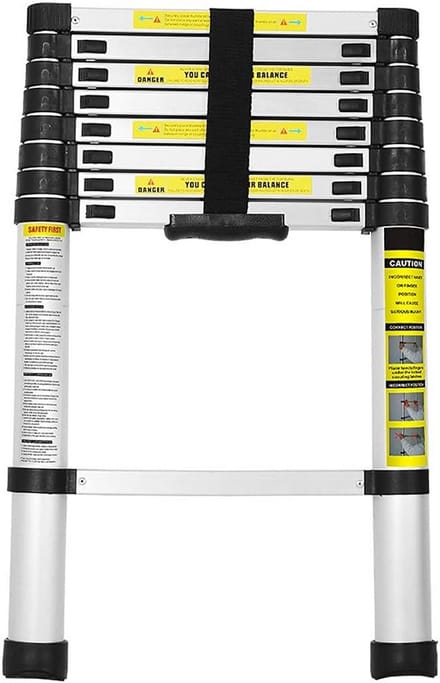 Telescoopladder 2,6m Aluminium – Uitschuifbare en Draagbare Trapladder (150 kg)