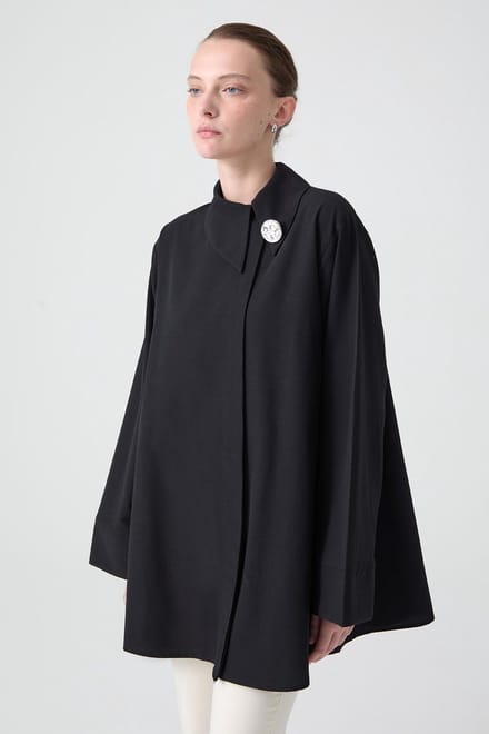 Touché Privé - Asymmetrische poplin blouse - Zwart - Dames