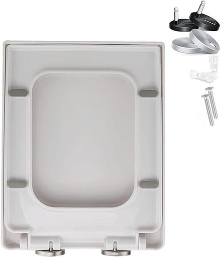 Vierkante WC-bril - Toiletzitting Deksel - Badkamer Vernieuwen - Softclose & Snelsluiting - 36 x 45 cm - Wit