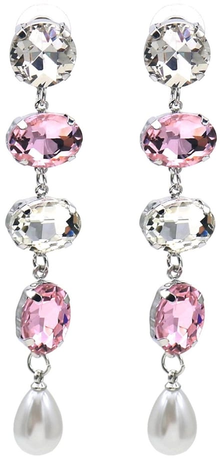Oorbellen kristal - zilverkleurig - 8 cm